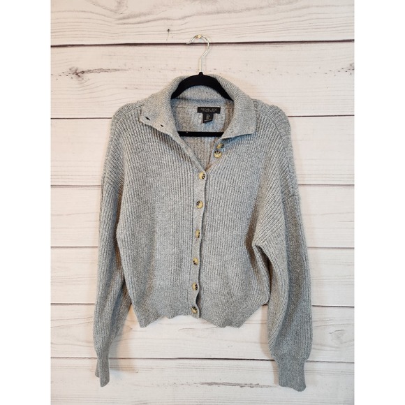 Rachel Zoe Womens Gray Knit Long Sleeve Button Front Cardigan Sweater Size Small - Picture 1 of 6